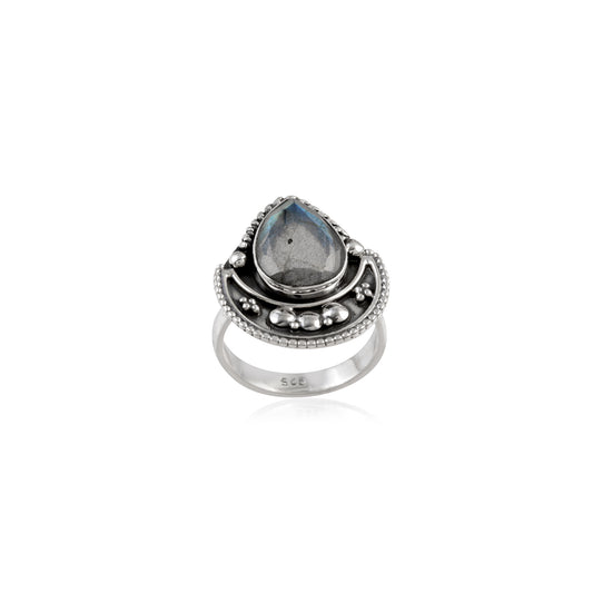 Ethnic Gemstone Silver Ring with 925 Sterling Silver