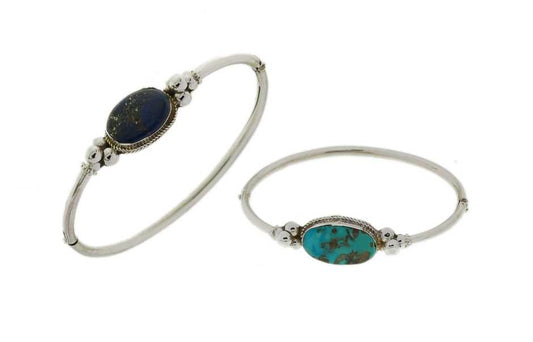 Gemstone Bangle with 925 Sterling Silver