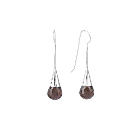Stylish Smokey Stone Earring made with 925 Sterling Silver