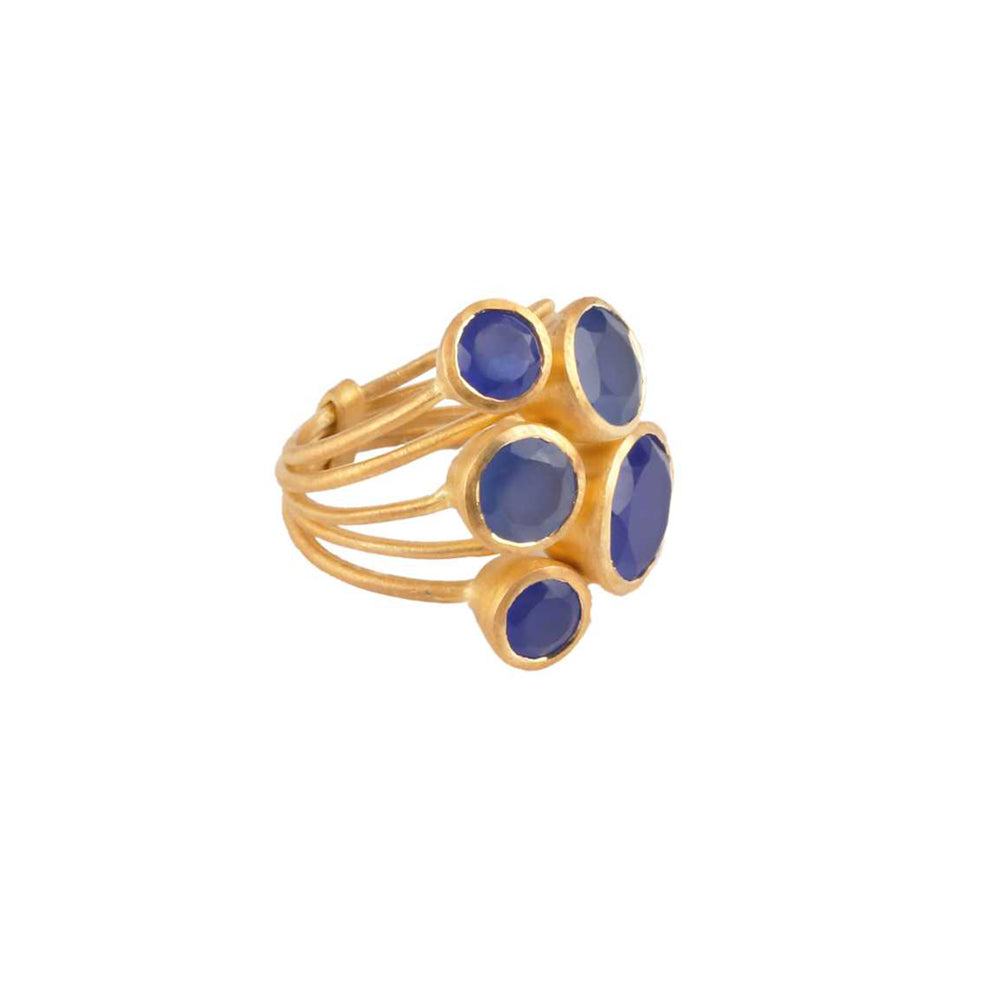 Multi Gem Stone Silver Ring With 925 Sterling Silver