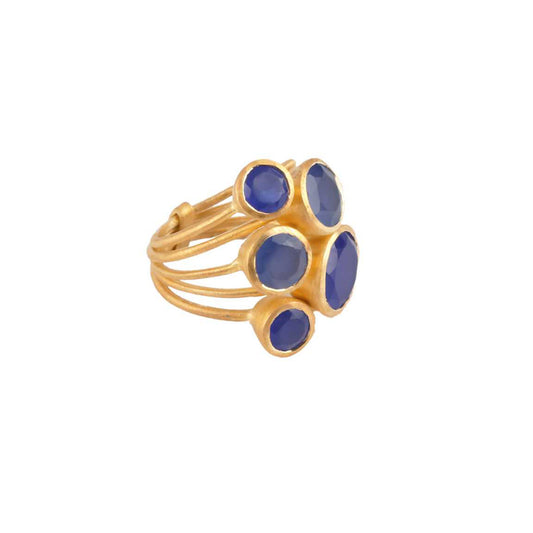 Multi Gem Stone Silver Ring With 925 Sterling Silver