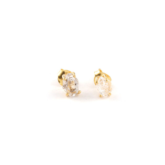 Classic Square Clear Stone Prong Set Stud Earring in Gold Finish Earring