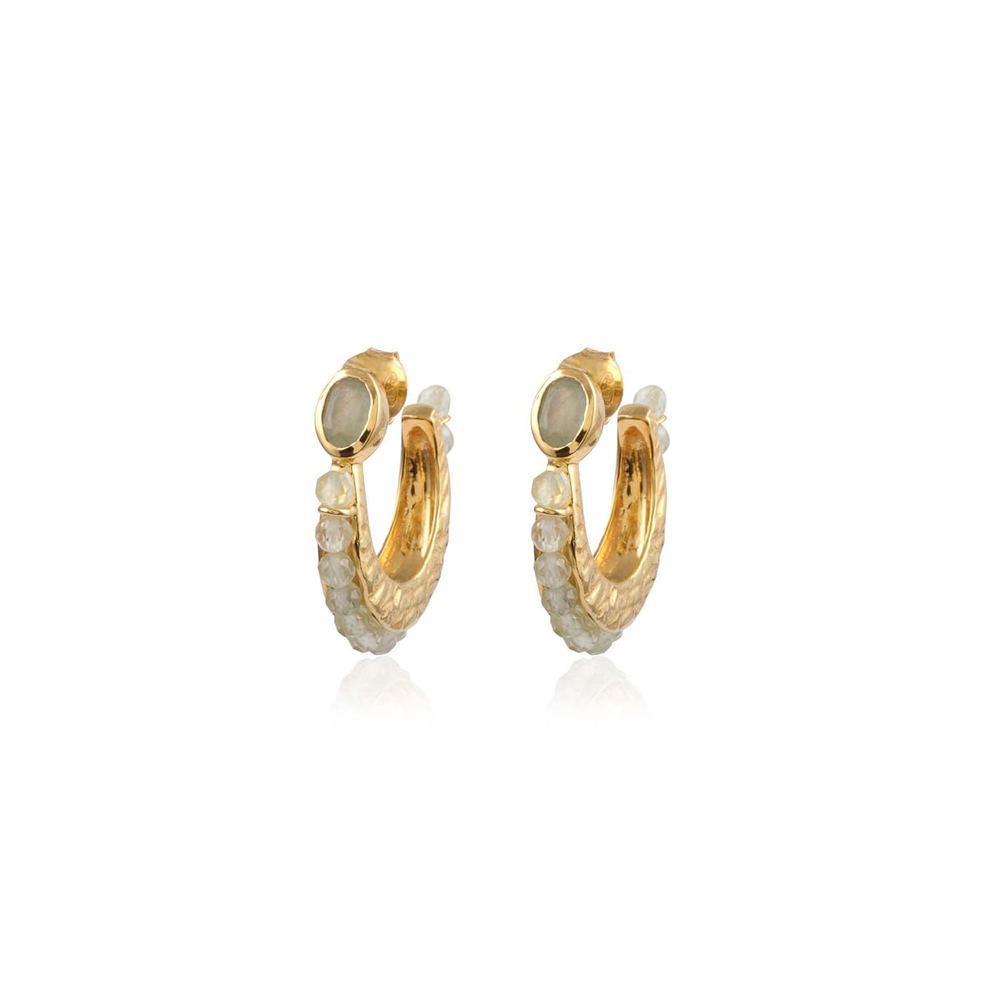 Stylish Gemstone & Beads Earring made with 925 Sterling Silver