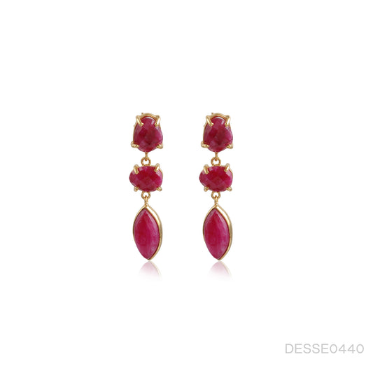 925 Sterling Silver Multi Gemstonen Drop Earring