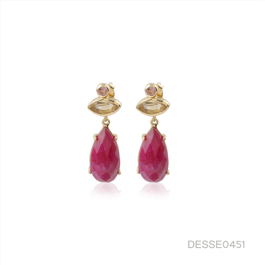 925 Sterling Silver Garnet,  Multi Gemstone Silver Earring