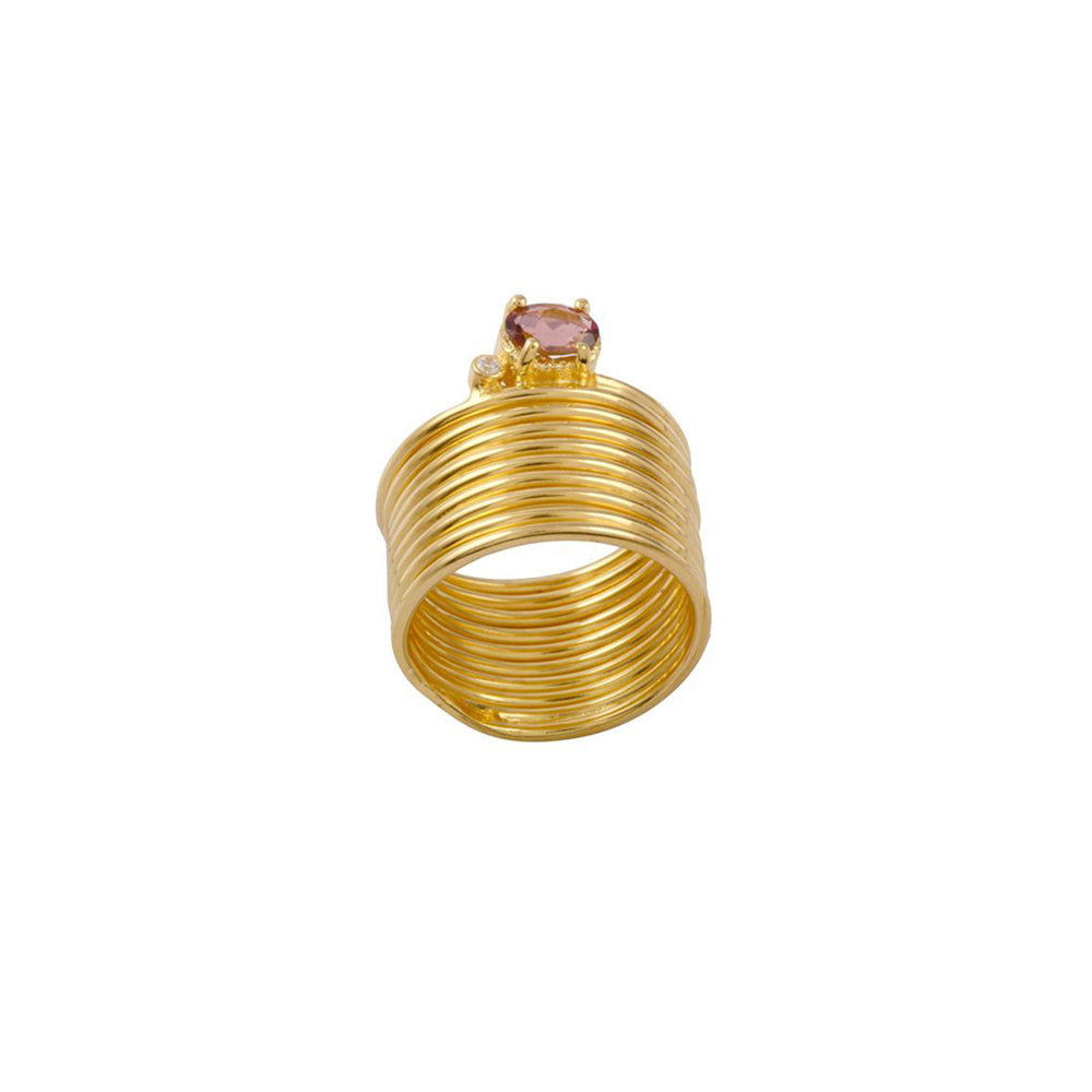 Wired Silver Multi Gemstone Ring made with 925 Sterling Silver