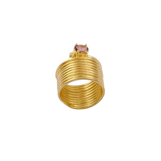 Wired Silver Multi Gemstone Ring made with 925 Sterling Silver