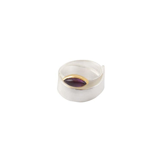 925 Sterling Silver Single Stone 2- Tone Ring