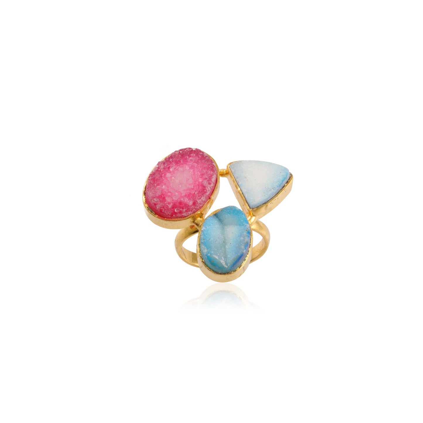 Modern Style Multi Gemstone Silver Ring With 925 Sterling Silver