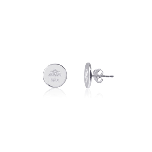 Sterling Silver Carving Stud Earring