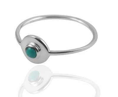 925 Sterling Silver Single Stone Disk Silver Ring
