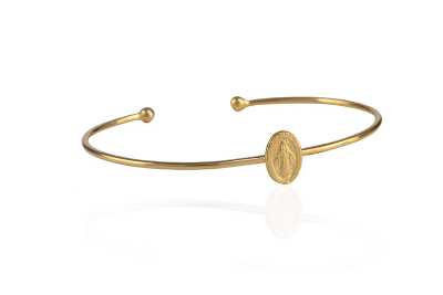 Disk Shape Shiny Silver Bangle