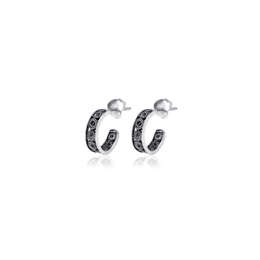 925 Silver Plain Hoop Studd Earring