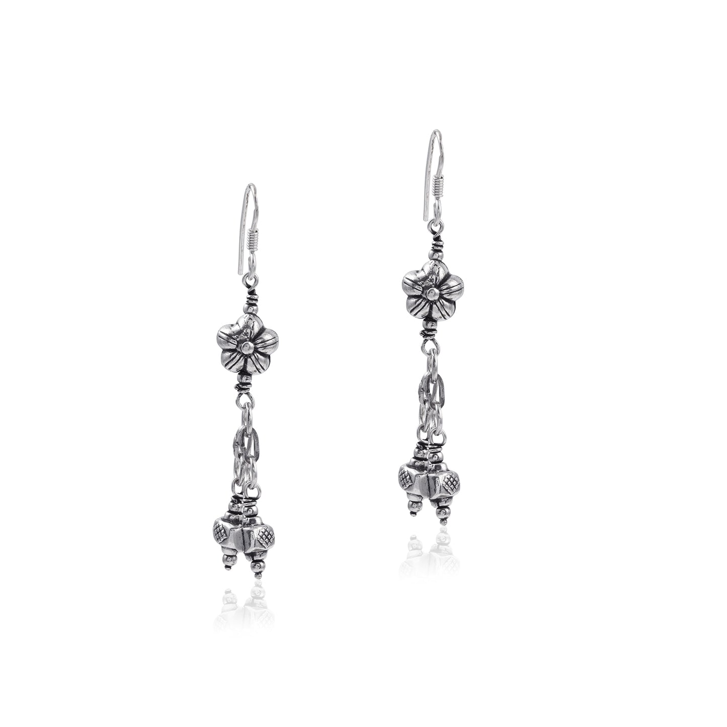 Ethnic Gemstone Drop Earring made with 925 Sterling Silver
