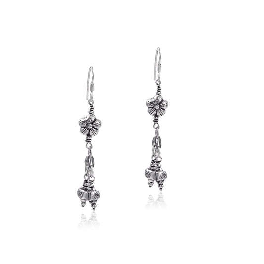 Ethnic Gemstone Drop Earring made with 925 Sterling Silver