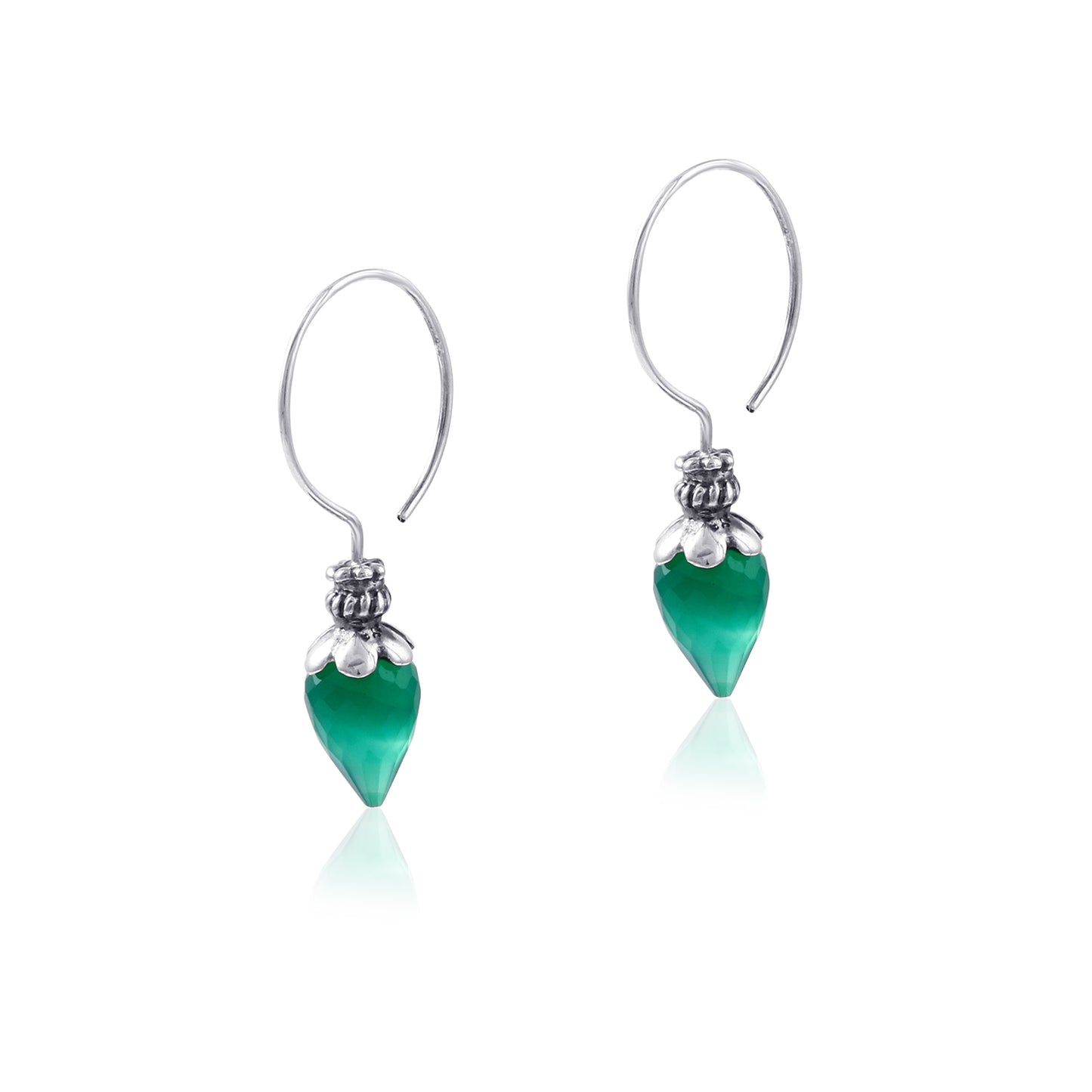 Ethnic Crystal Shiny Silver Earring with 925 Sterling Silver