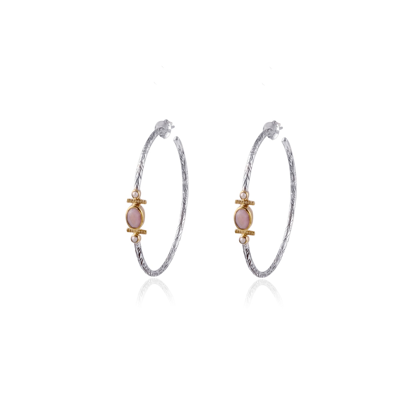 Elegant Hoop Studed Gemstone Silver Earring made with 925 Sterling Silver