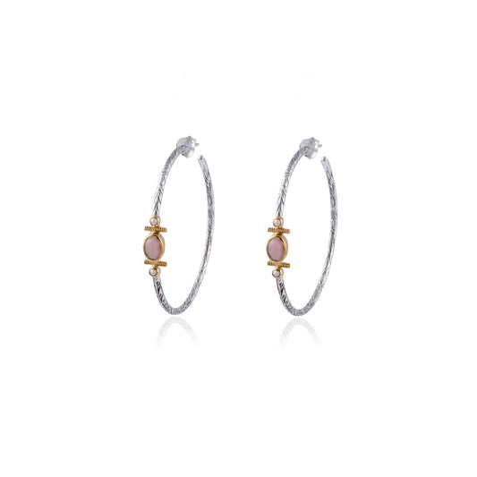 Elegant Hoop Studed Gemstone Silver Earring made with 925 Sterling Silver