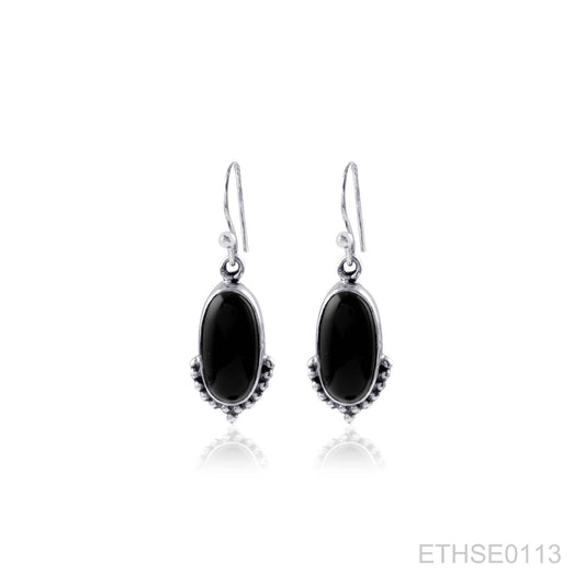 Ethnic Rawa Studded Lapis Stone Silver Earring made with 925 Sterlling Silver