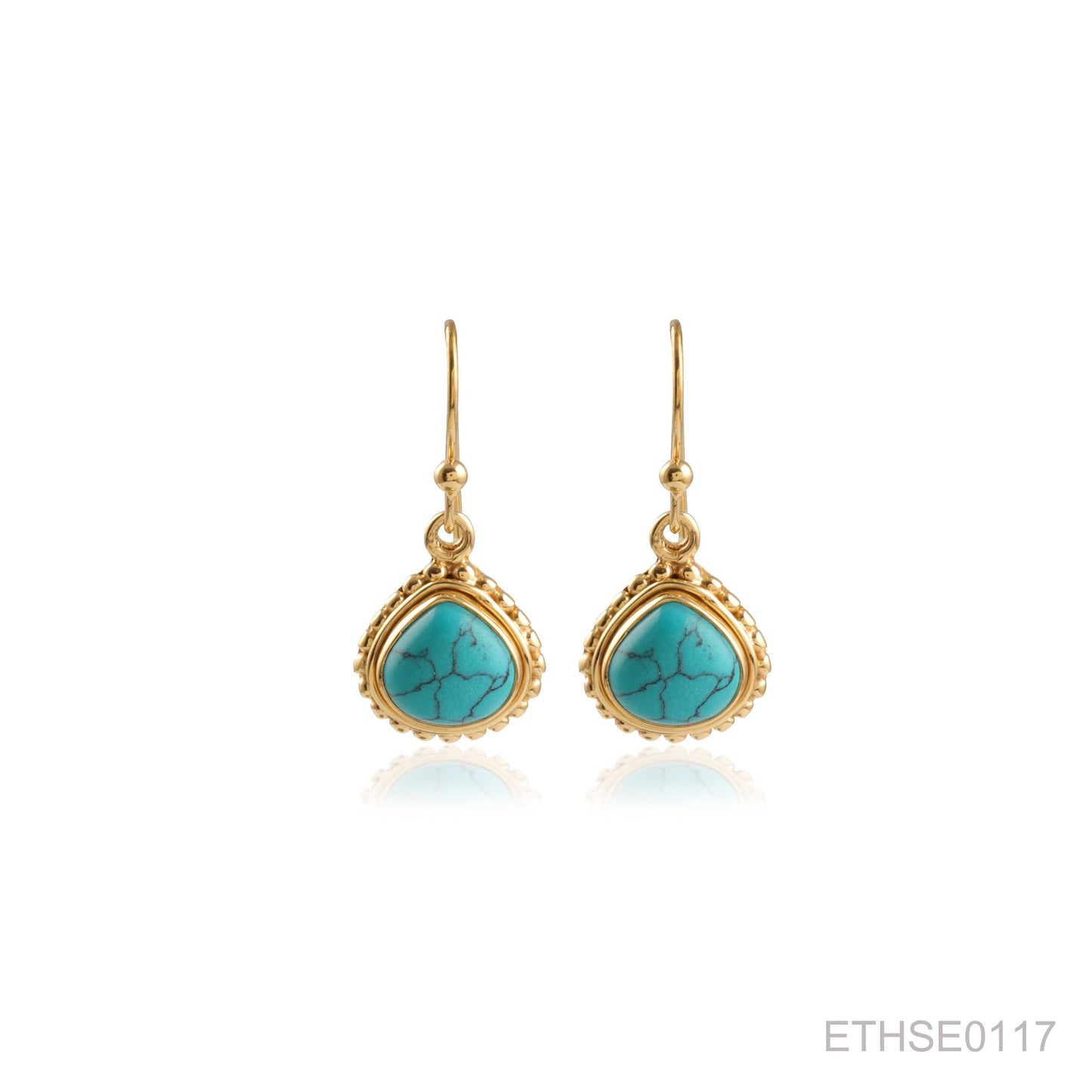 Turquoise Teardrop Hook Earring For Women Ethnic Jewellery Silver Earring