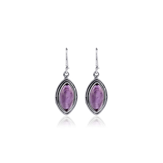 Bezel Stone Ethnic wear Shiny Silver Earring