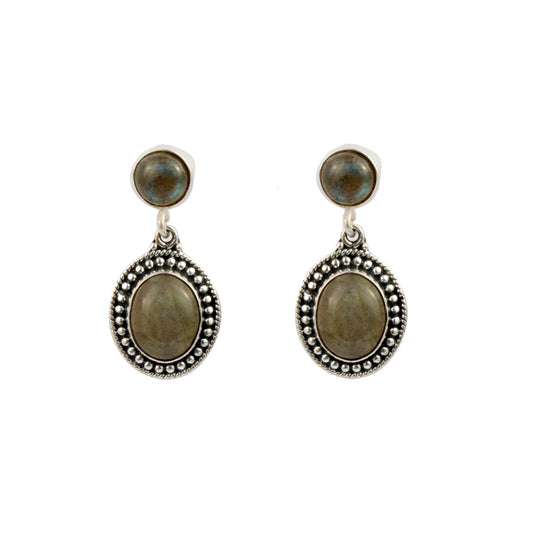 Ethnic Gemstone Drop  Earring made with 925 Sterling Silver