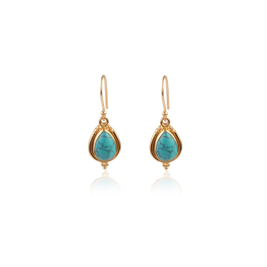 Ethnic Gemstone Drop Earring with 925 Sterling Silver for Women
