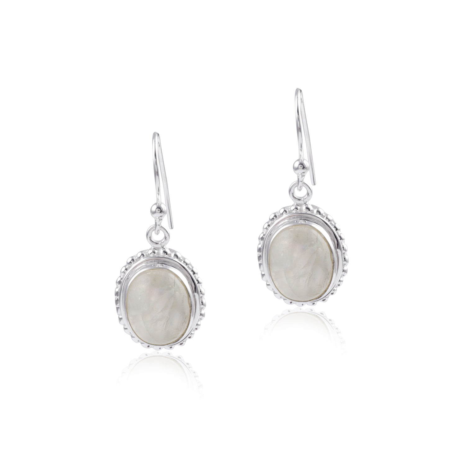 Traditional wear Ethnic Single Stone Silver Frame Shiny Silver Earring