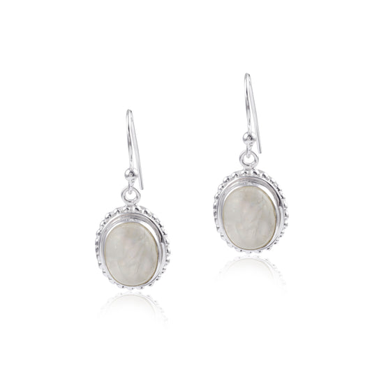 Traditional wear Ethnic Single Stone Silver Frame Shiny Silver Earring