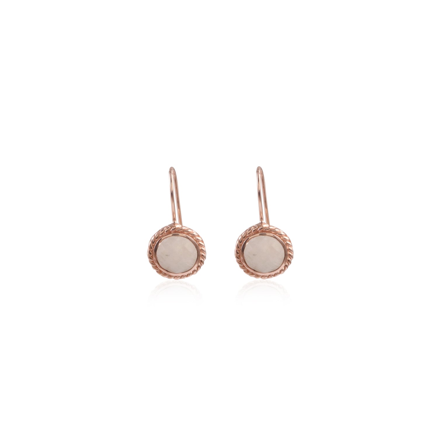 Round Drop Rose Gold Finish Single Stone Silver Earring