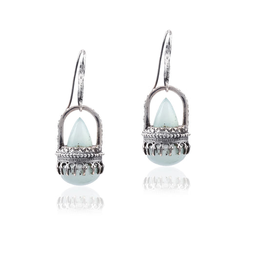 Ethnic Gemstone Drop  Earring made with 925 Sterling Silver