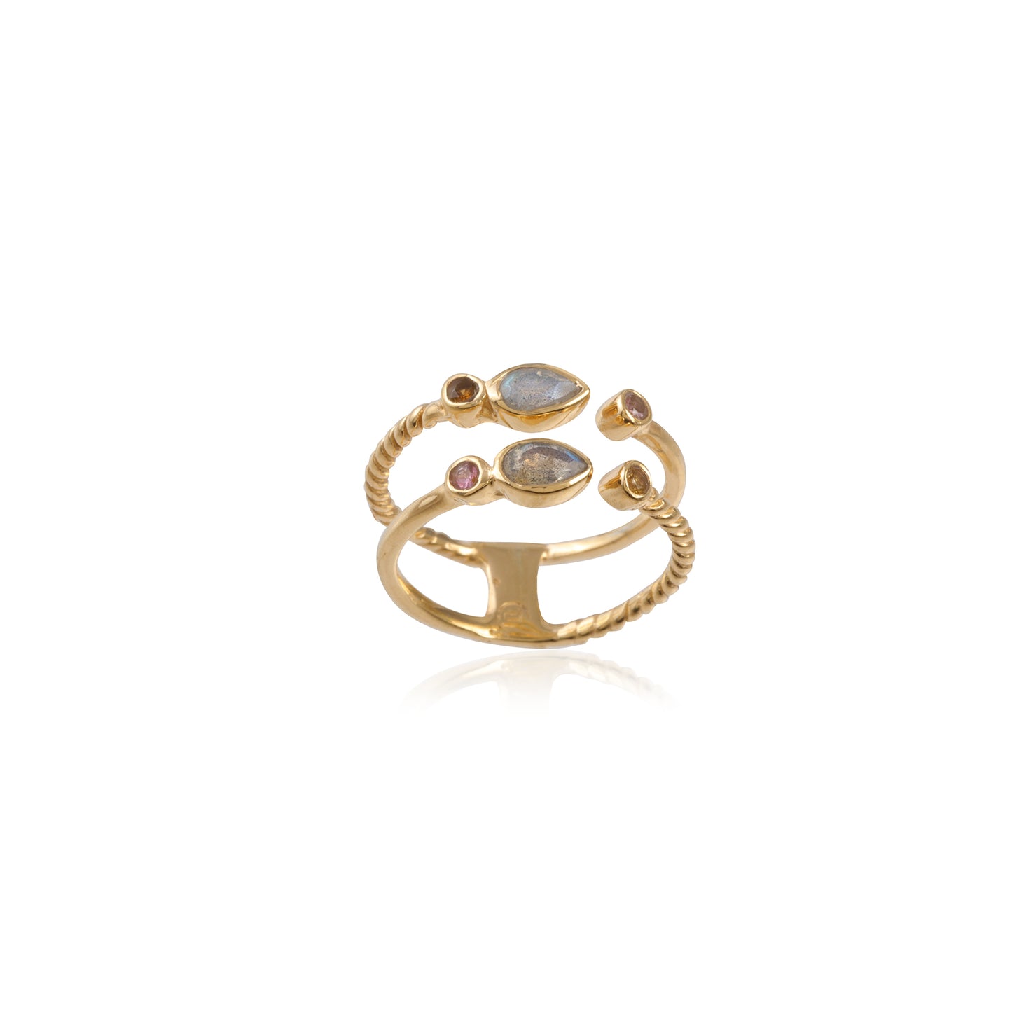 925 Sterling Silver Multi Gem Stone Silver Ring