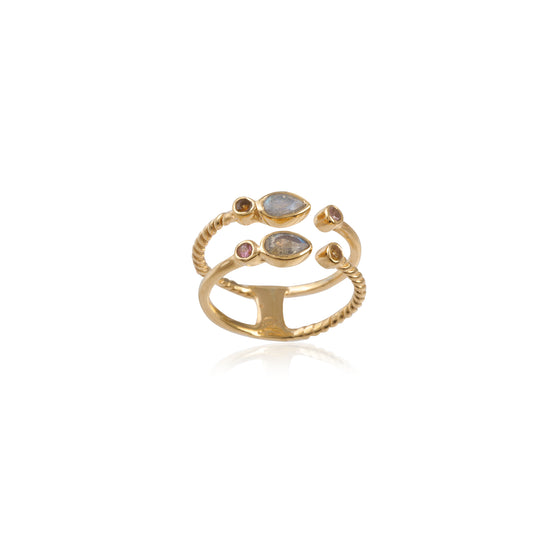 925 Sterling Silver Multi Gem Stone Silver Ring