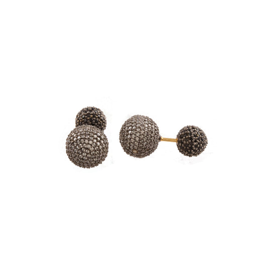 Modern Design Round Shape Gemstone Silver Earring made with 925 Sterling Silver