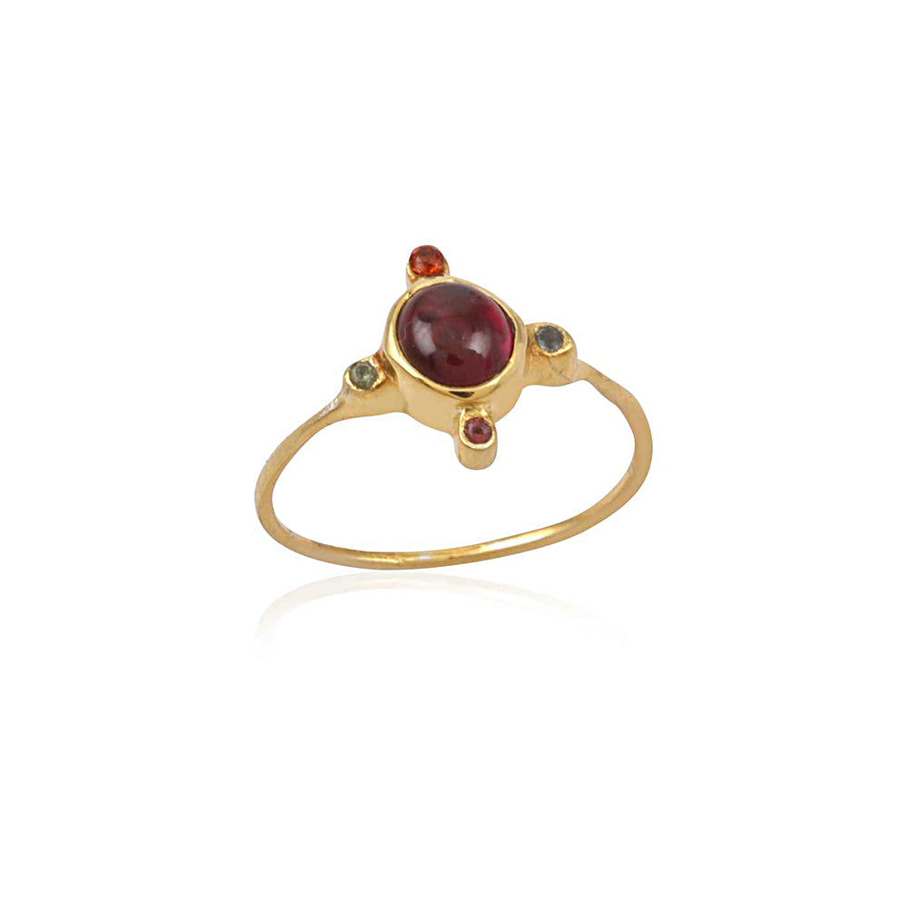 Silver Multi Gemstone Ring
