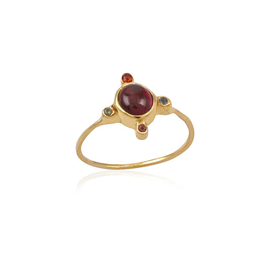 Silver Multi Gemstone Ring