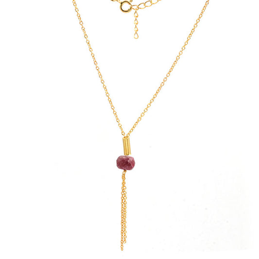 Gemstone  Bead Necklace with 925 Sterling Silver