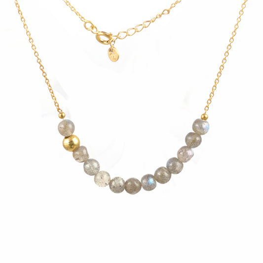 Gemstone Bead Necklace with 925 Sterling Silver