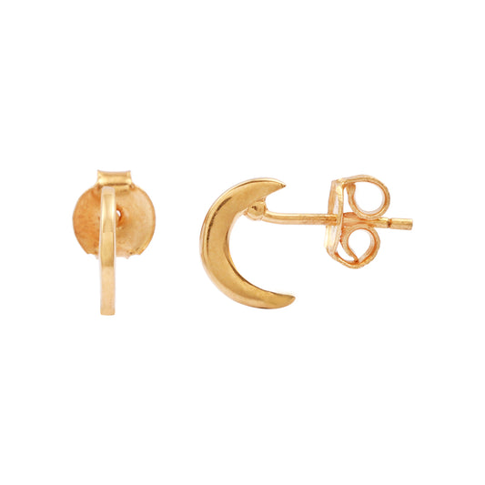 Moon Shape Gold Platted Silver Earring made with 925 Sterling Silver