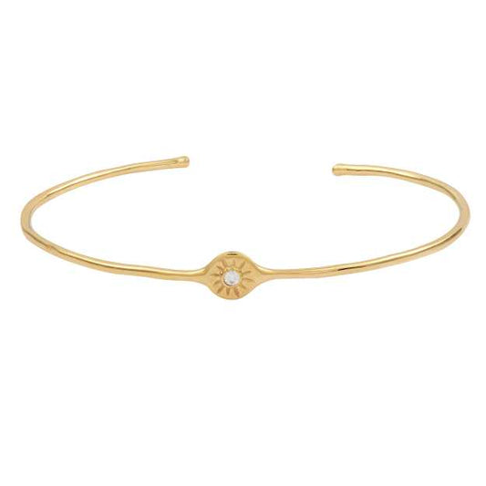 Elegant Silver Gemstone Bangle with Ruby Zircon stone