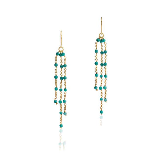 925 Sterling Silver Bead Earring with Gold Platted Silver Chain for Women