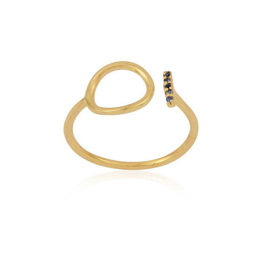 Silver Plain Stone Ring
