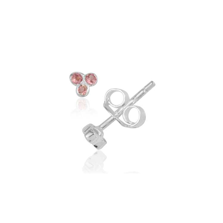 Tourmaline Multi Gemstone Push Back Shiny Polished Silver Earring