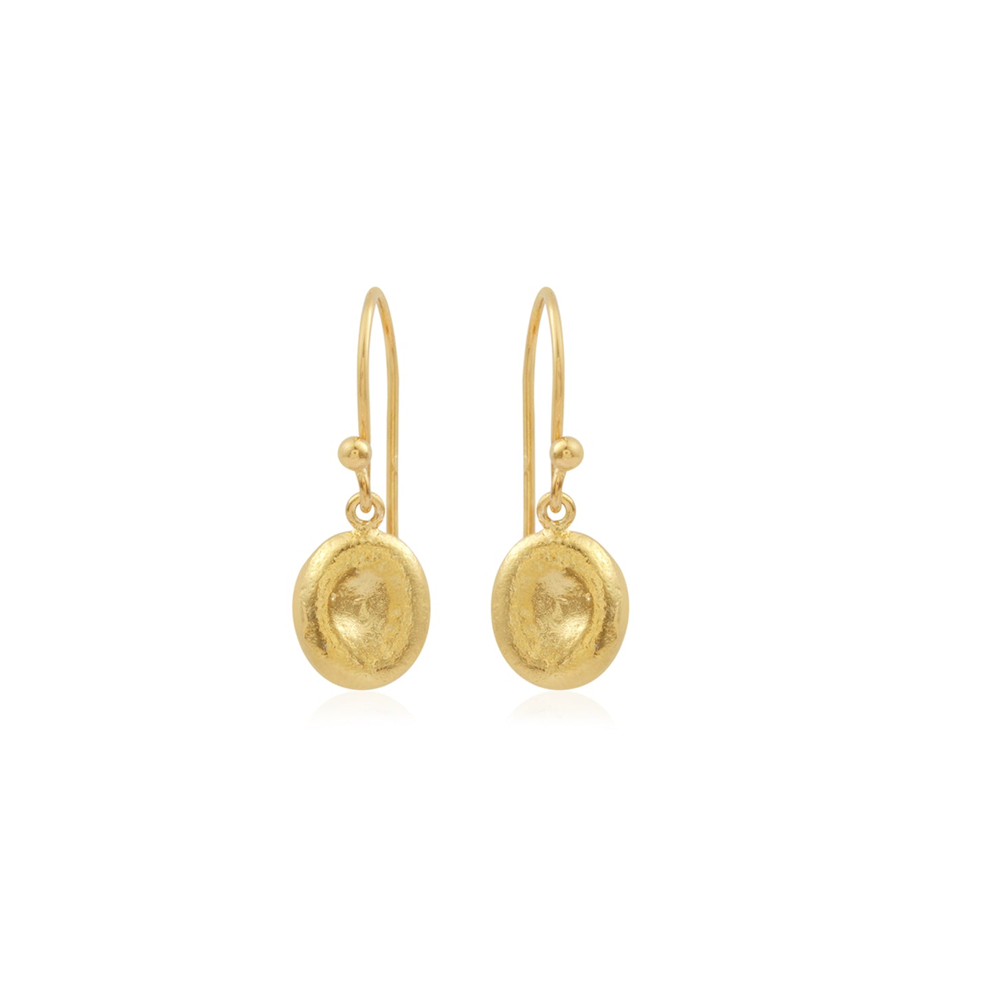 Handcrafted Plain Disk Cuved Gold Finish Hook Silver Earring