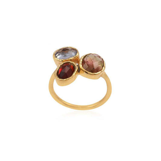 Silver Multi Gemstone Ring