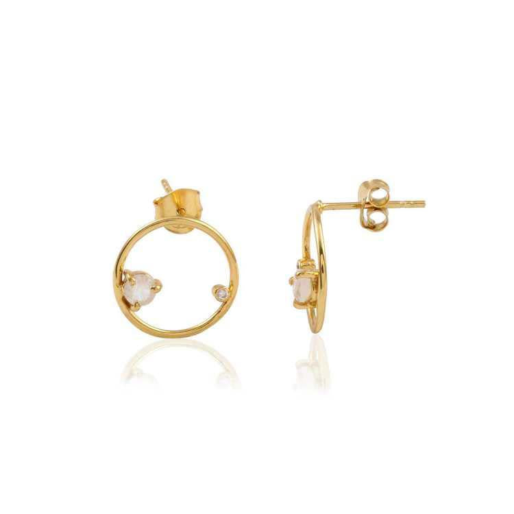 925 Silver Hoop Stone Earring