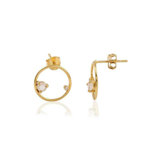 925 Silver Hoop Stone Earring