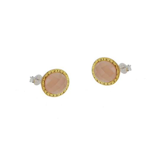 Gemstone 2 Tone Silver Earring made with 925 Sterling Silver