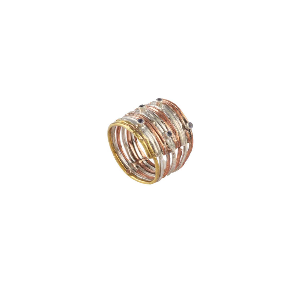 Multi Stone Silver Ring Wth 925 Sterling Silver