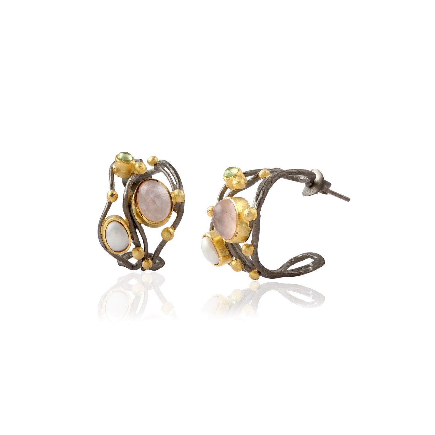 Modern Design Multi Gemstone Silver Earring made with 925 Sterling Silver